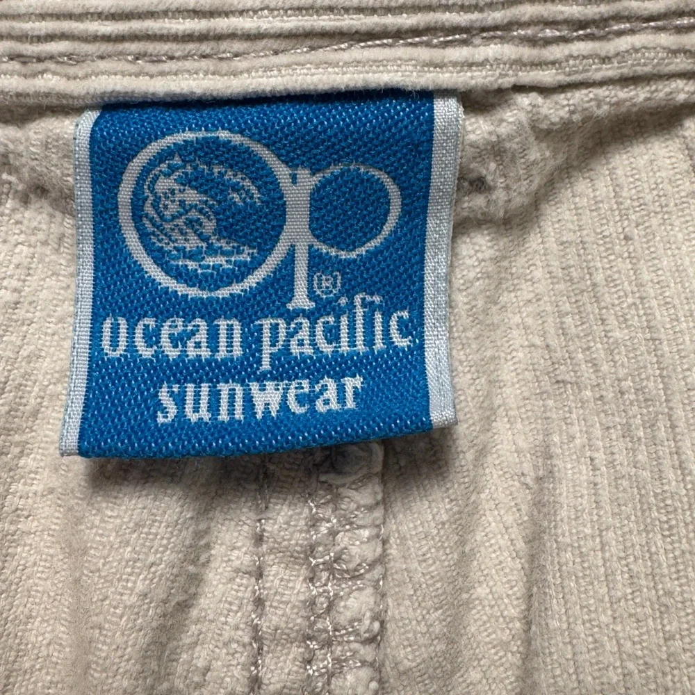 Vintage Ocean Pacific Mens Shorts Corduroy 1990s Cream Surfer Skater Size 33